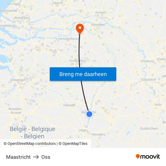 Maastricht to Oss map