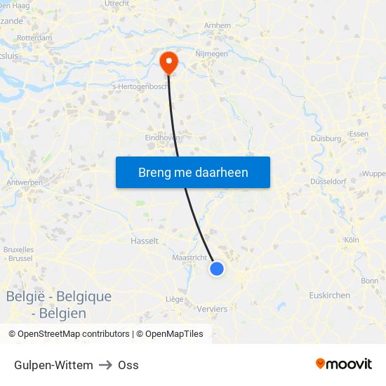 Gulpen-Wittem to Oss map