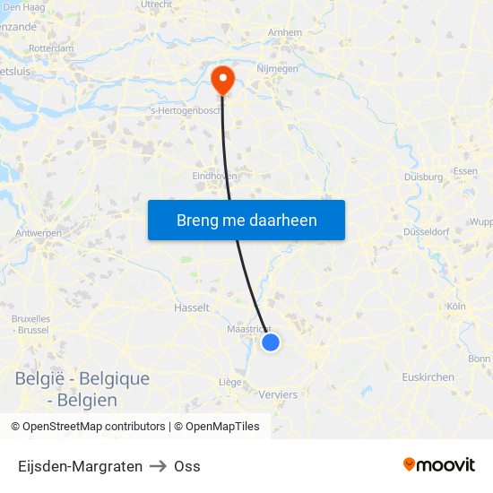 Eijsden-Margraten to Oss map