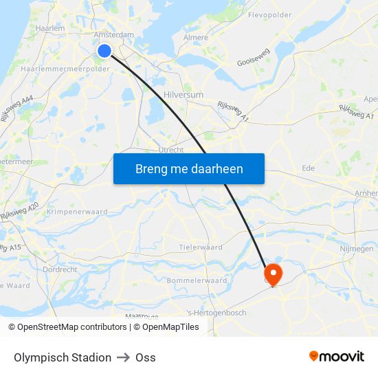 Olympisch Stadion to Oss map