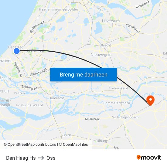 Den Haag Hs to Oss map