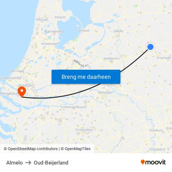 Almelo to Oud-Beijerland map