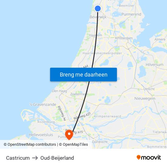 Castricum to Oud-Beijerland map