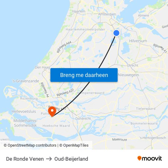 De Ronde Venen to Oud-Beijerland map