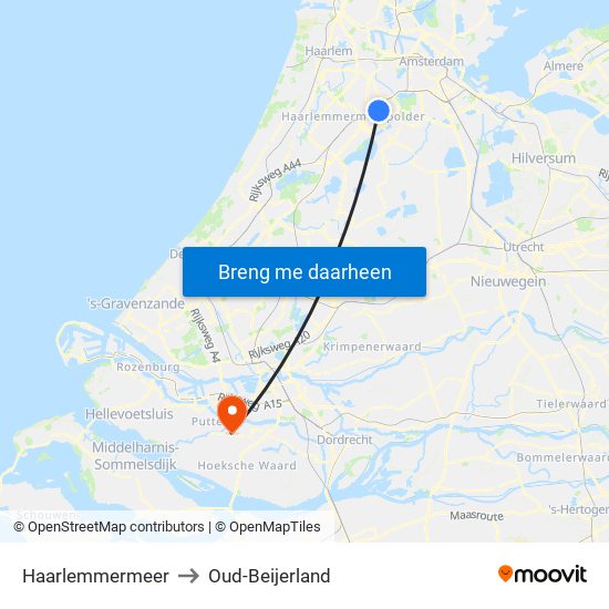 Haarlemmermeer to Oud-Beijerland map