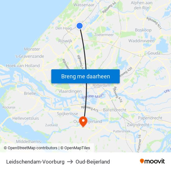 Leidschendam-Voorburg to Oud-Beijerland map