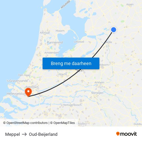 Meppel to Oud-Beijerland map