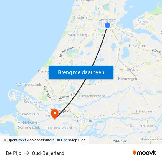 De Pijp to Oud-Beijerland map