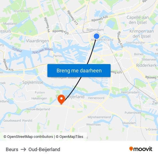 Beurs to Oud-Beijerland map