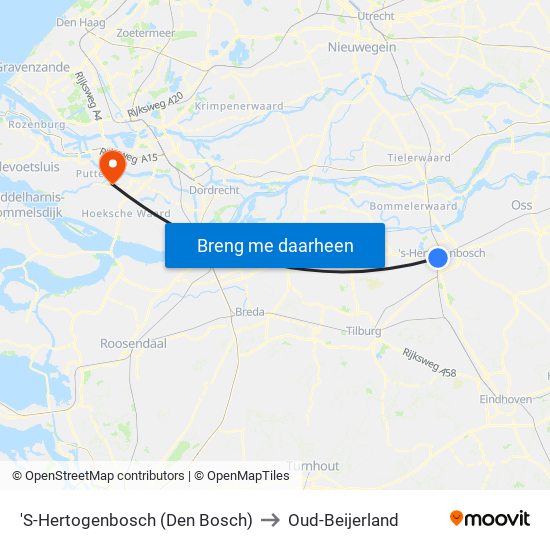 'S-Hertogenbosch (Den Bosch) to Oud-Beijerland map