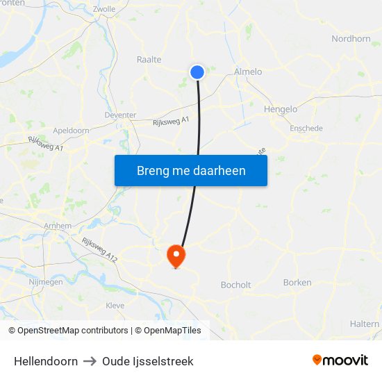 Hellendoorn to Oude Ijsselstreek map