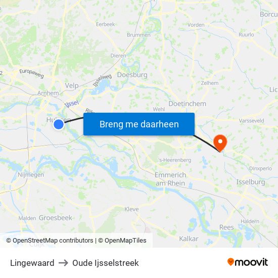 Lingewaard to Oude Ijsselstreek map