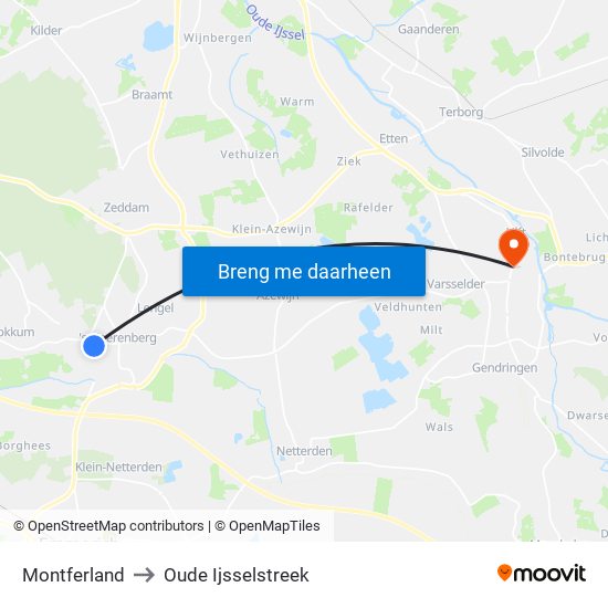 Montferland to Oude Ijsselstreek map