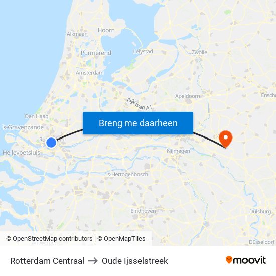 Rotterdam Centraal to Oude Ijsselstreek map