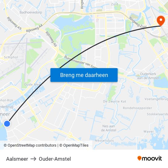 Aalsmeer to Ouder-Amstel map