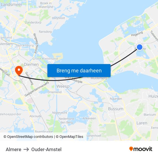 Almere to Ouder-Amstel map