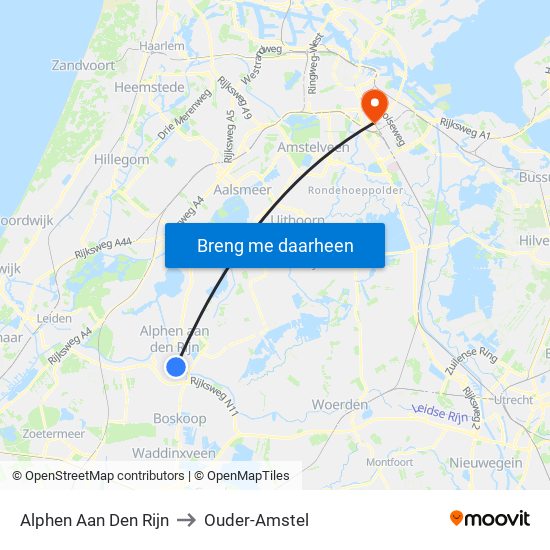 Alphen Aan Den Rijn to Ouder-Amstel map