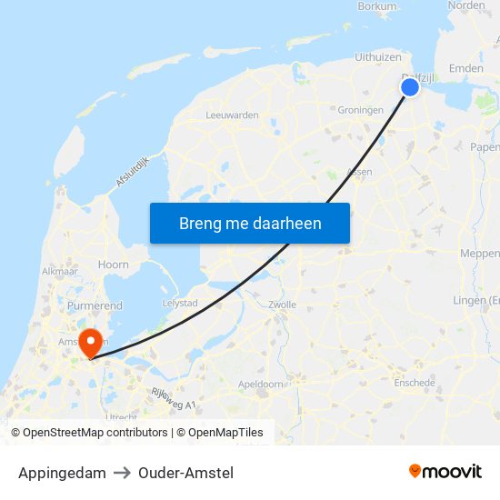 Appingedam to Ouder-Amstel map