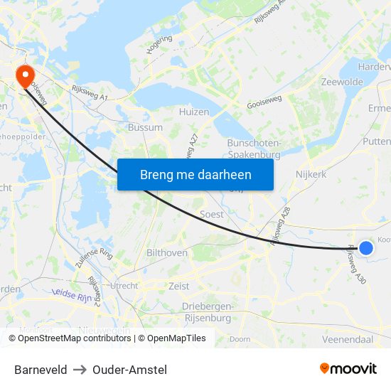 Barneveld to Ouder-Amstel map