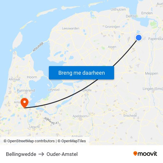 Bellingwedde to Ouder-Amstel map