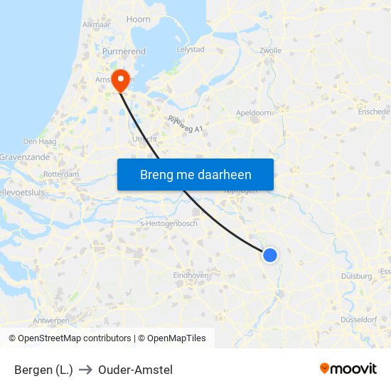 Bergen (L.) to Ouder-Amstel map