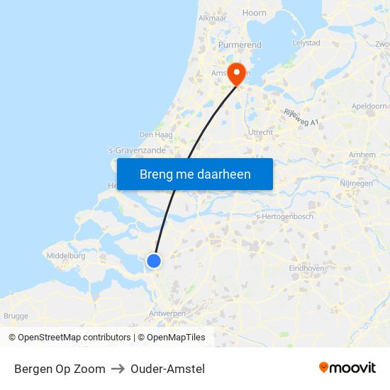 Bergen Op Zoom to Ouder-Amstel map