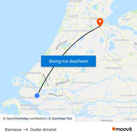 Bernisse to Ouder-Amstel map