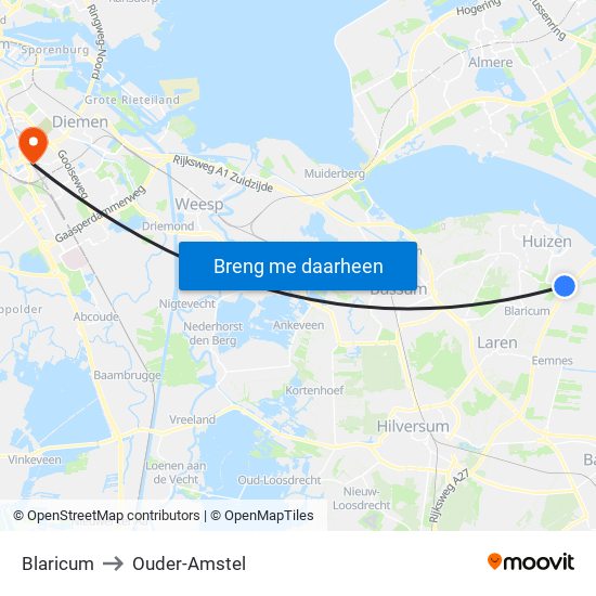 Blaricum to Ouder-Amstel map