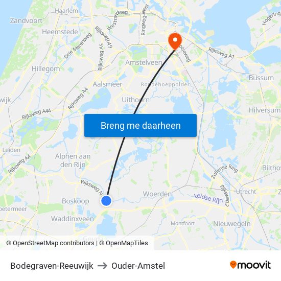Bodegraven-Reeuwijk to Ouder-Amstel map