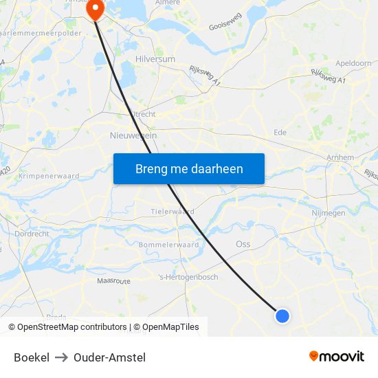 Boekel to Ouder-Amstel map