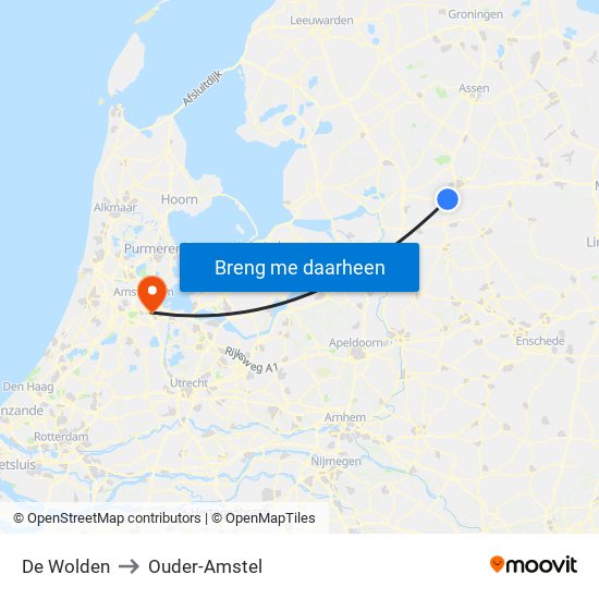 De Wolden to Ouder-Amstel map