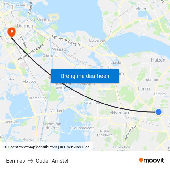 Eemnes to Ouder-Amstel map