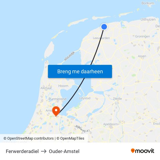 Ferwerderadiel to Ouder-Amstel map