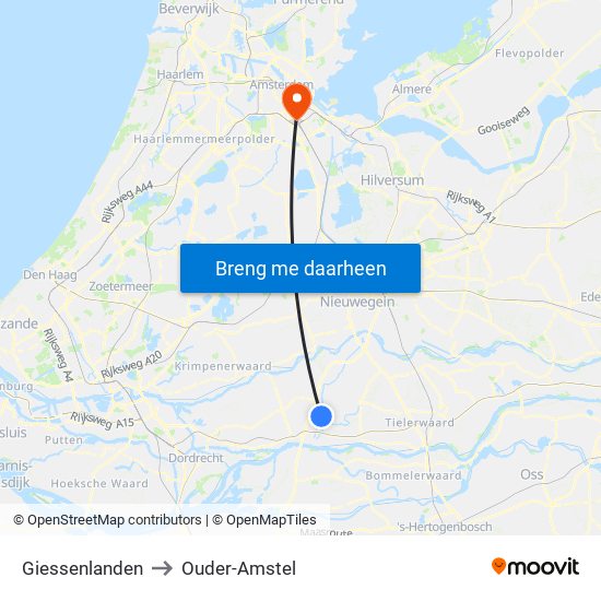 Giessenlanden to Ouder-Amstel map