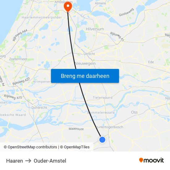 Haaren to Ouder-Amstel map