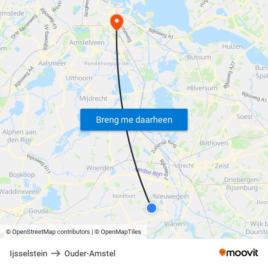 Ijsselstein to Ouder-Amstel map