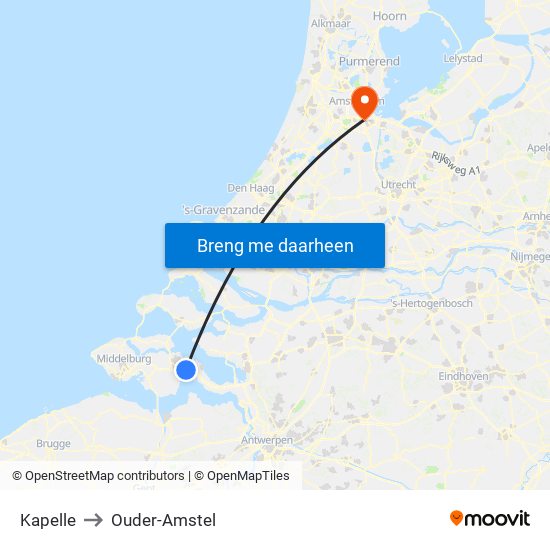 Kapelle to Ouder-Amstel map