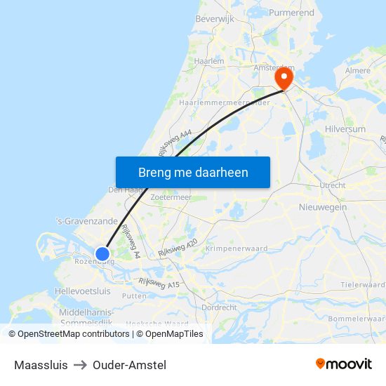 Maassluis to Ouder-Amstel map