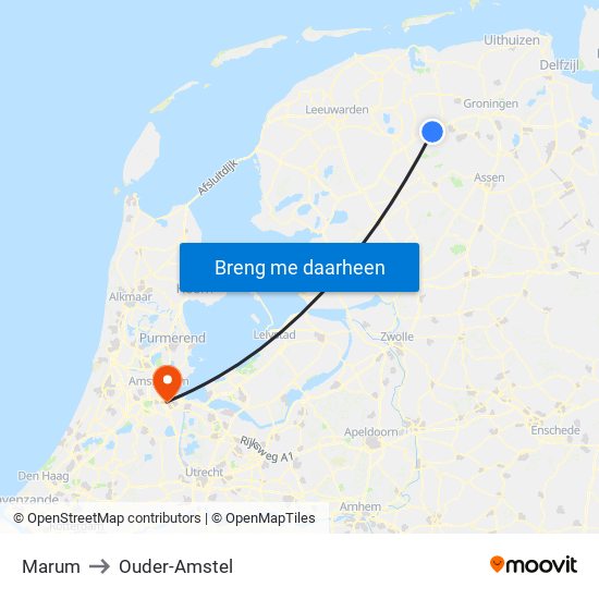 Marum to Ouder-Amstel map