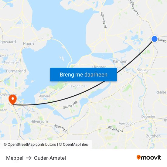 Meppel to Ouder-Amstel map