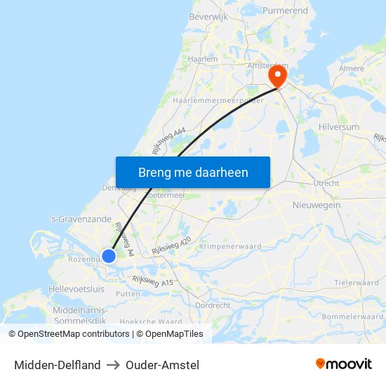 Midden-Delfland to Ouder-Amstel map