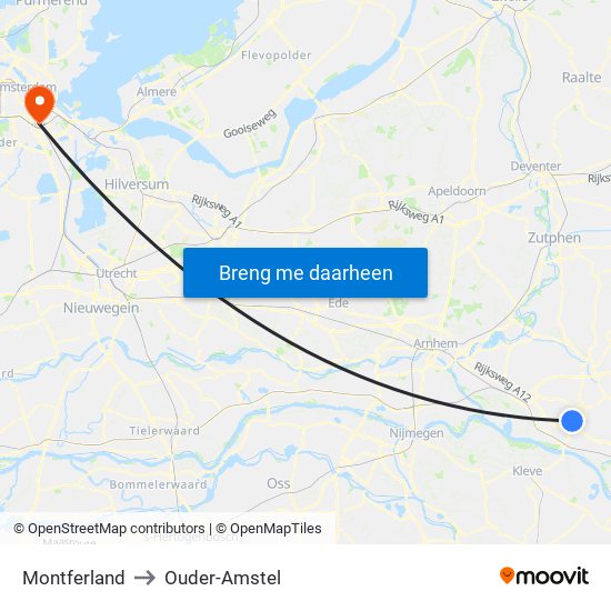 Montferland to Ouder-Amstel map
