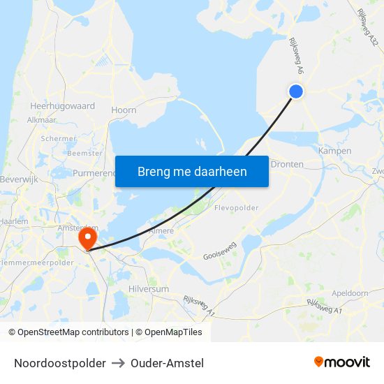 Noordoostpolder to Ouder-Amstel map