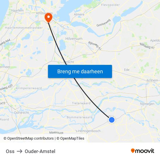 Oss to Ouder-Amstel map