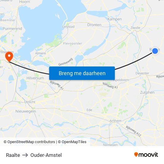 Raalte to Ouder-Amstel map