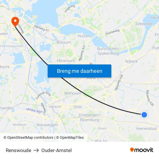 Renswoude to Ouder-Amstel map