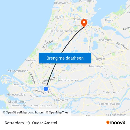 Rotterdam to Ouder-Amstel map