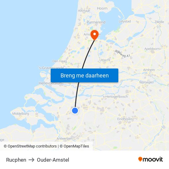 Rucphen to Ouder-Amstel map