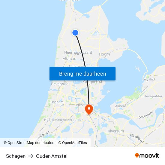 Schagen to Ouder-Amstel map