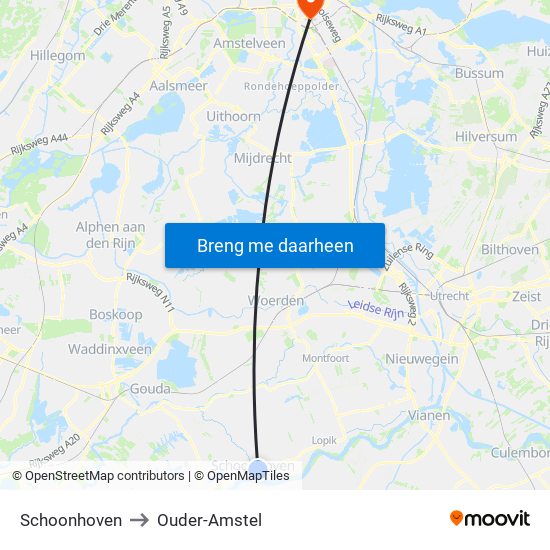 Schoonhoven to Ouder-Amstel map